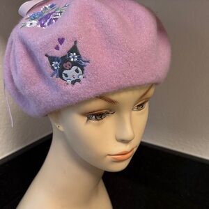 Gorgeous Pink Floral Embroidered Beret